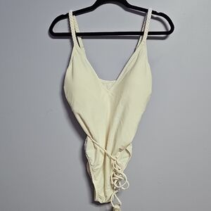 Shade‎ & Shore Cream One Piece Swimsuit with Belt
